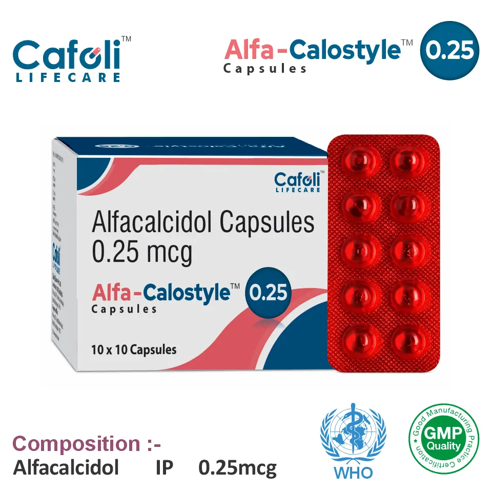 Alfacalcidol 0.25mcg Capsule at best price in PCD Pharma Franchise for Vitamin D Analog and Bone Health.
